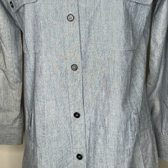 Theory Chambray Deja Shipwreck Grey Shirt Dress Size 8 - Picture 4 of 15